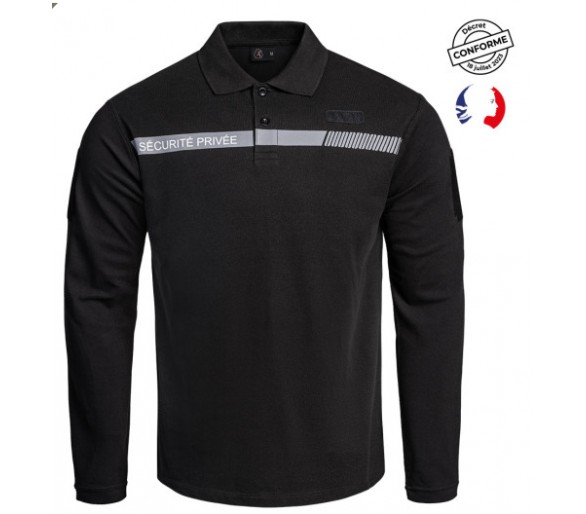 A10 Polo Sécu-one "Sécurité privée" noir manches longues