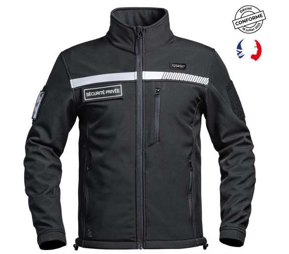 A10 Veste Softshell Sécu-one "Sécurité privée" noir