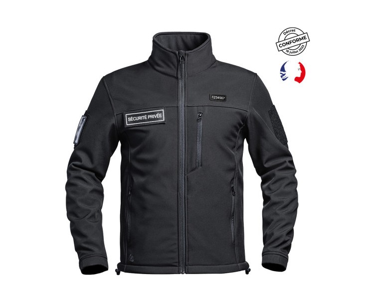 A10 Veste Softshell Sécu-one "Sécurité privée" noir A10 Veste Softshell Sécu-one "Sécurité privée" noir