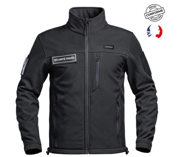 A10 Veste Softshell Sécu-one "Sécurité privée" noir