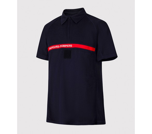 Polo marine bande rouge Sapeurs Pompiers