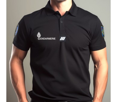 PATROL Polo Gendarmerie Noir manches courtes Cooldry