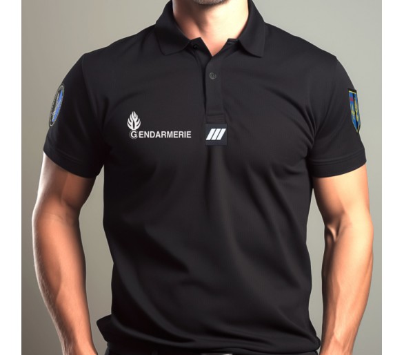 PATROL Polo Gendarmerie Noir manches courtes Cooldry