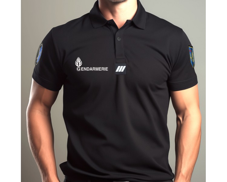 PATROL Polo Gendarmerie Noir manches courtes Cooldry