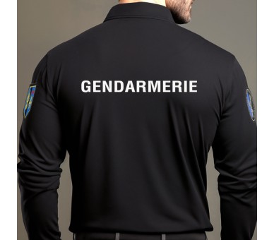 PATROL Polo Gendarmerie Noir manches longues Cooldry