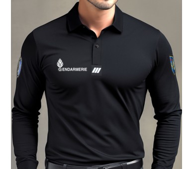 PATROL Polo Gendarmerie Noir manches longues Cooldry
