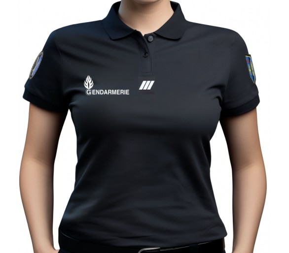 PATROL Polo Gendarmerie Noir manches courtes Femme Cooldry