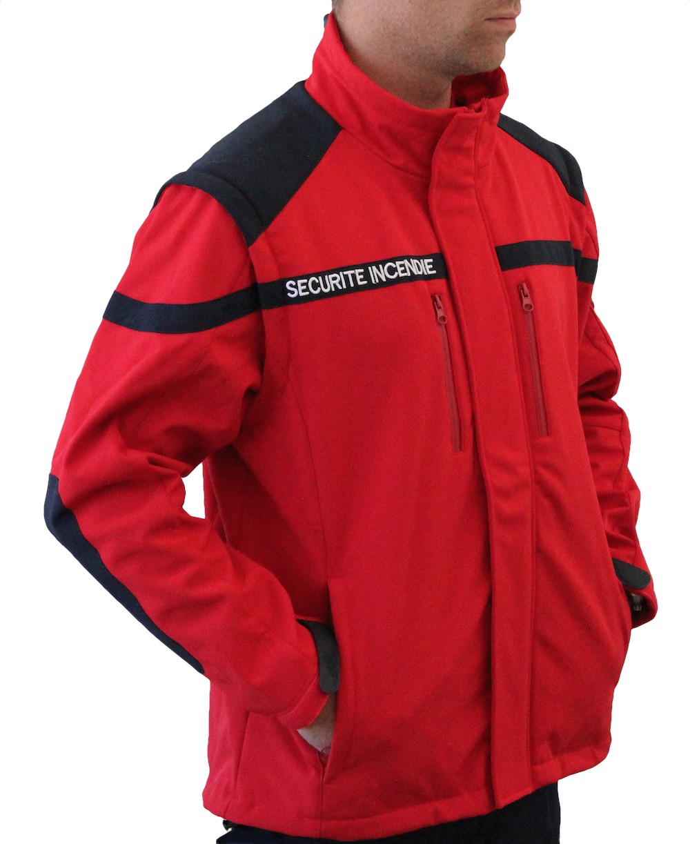 Veste SoftShell rouge SECURITE INCENDIE