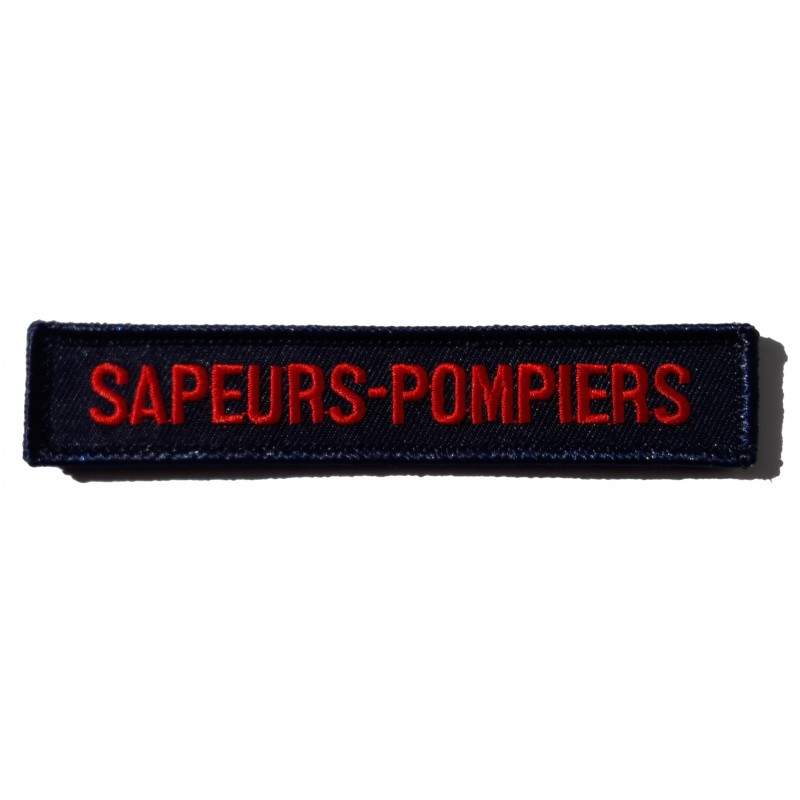 Bande patro SAPEURS-POMPIERS broderie rouge velcro bleu marine